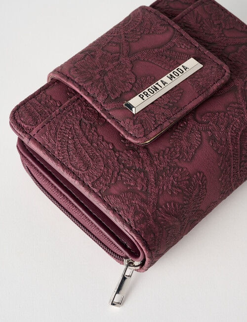 Pronta Moda French Paisley Wallet, Burgundy product photo View 05 L