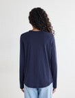 Zest Organic Cotton Heart Embroidered Long Sleeve Tee, Navy product photo View 02 S