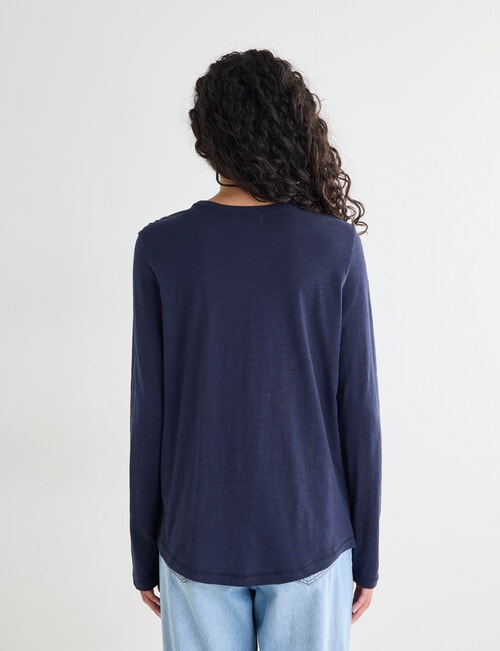 Zest Organic Cotton Heart Embroidered Long Sleeve Tee, Navy product photo View 02 L