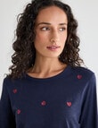Zest Organic Cotton Heart Embroidered Long Sleeve Tee, Navy product photo View 04 S