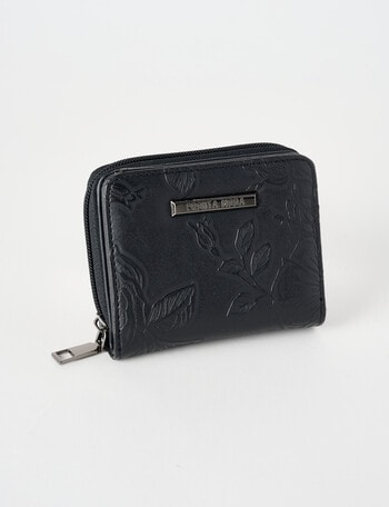 Pronta Moda French Floral Emboss Wallet, Black product photo