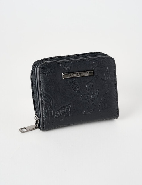 Pronta Moda French Floral Emboss Wallet, Black product photo