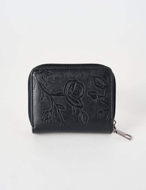 Pronta Moda French Floral Emboss Wallet, Black product photo View 02 L