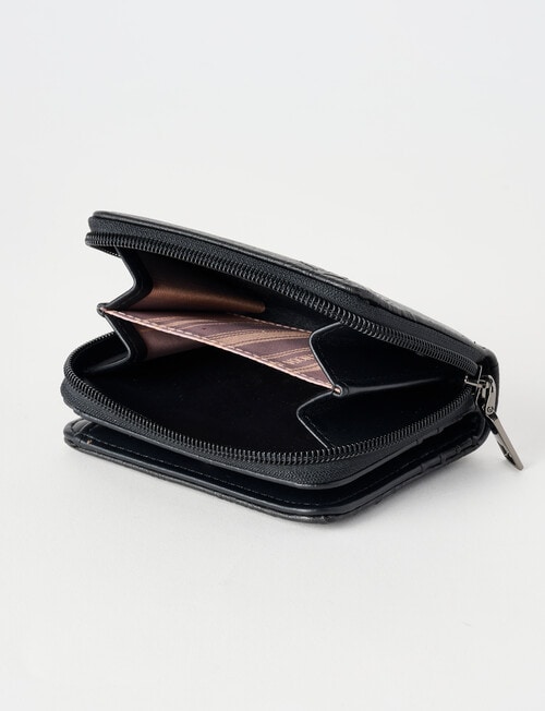 Pronta Moda French Floral Emboss Wallet, Black product photo View 05 L