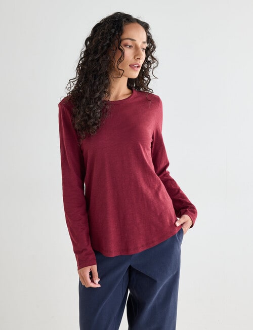 Zest Organic Cotton Long Sleeve Tee, Port product photo