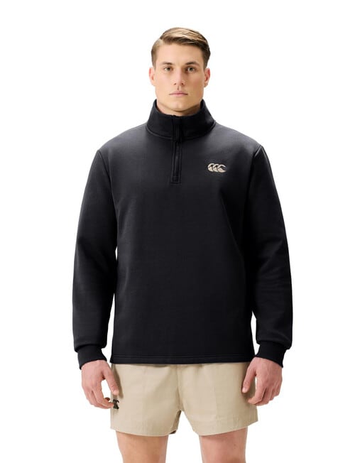 Canterbury Quarter Zip Open Hem Sweater, Black product photo