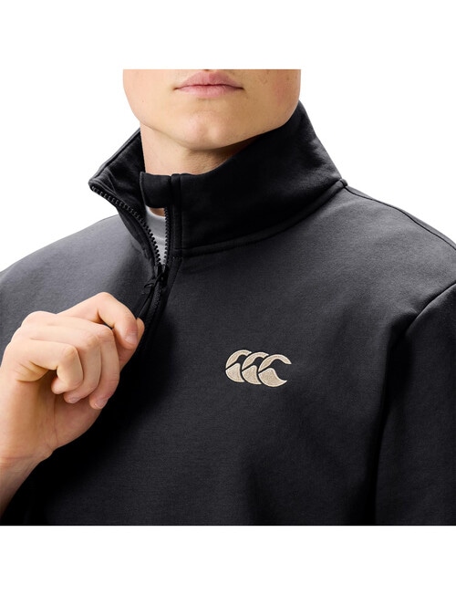 Canterbury Quarter Zip Open Hem Sweater, Black product photo View 03 L