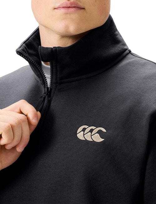 Canterbury Quarter Zip Open Hem Sweater, Black product photo View 03 L