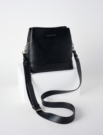 Pronta Moda Pebble Look Crossbody Bag, Black product photo