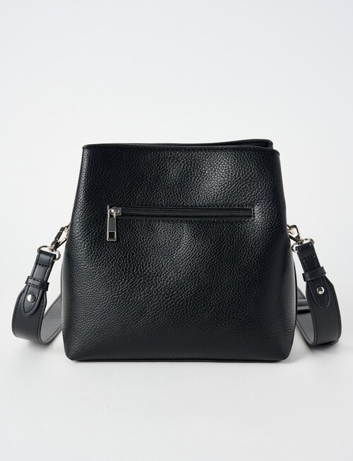 Pronta Moda Pebble Look Crossbody Bag, Black product photo View 02 L
