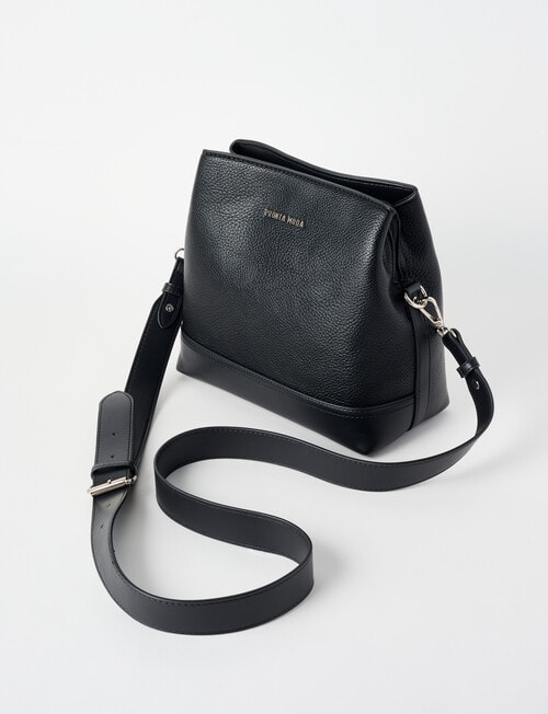 Pronta Moda Pebble Look Crossbody Bag, Black product photo View 03 L