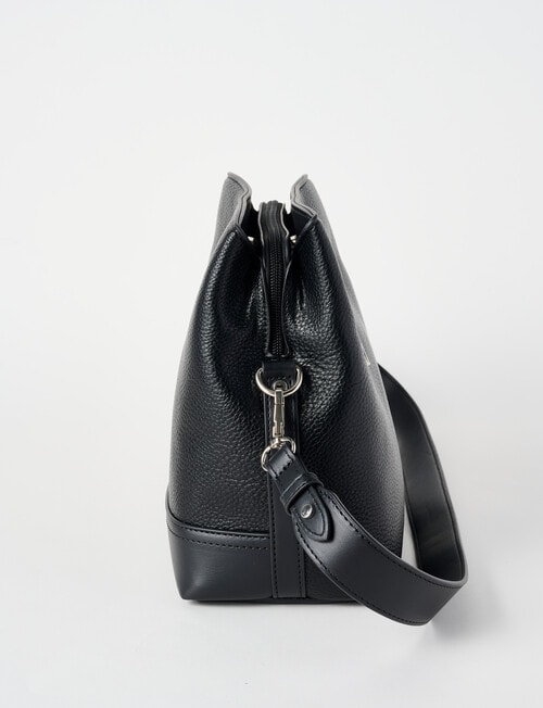 Pronta Moda Pebble Look Crossbody Bag, Black product photo View 04 L