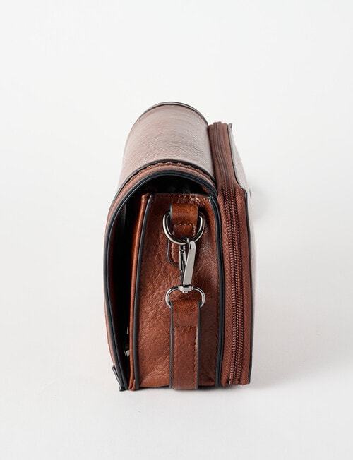 Pronta Moda Full Flap Crossbody Bag, Tan product photo View 04 L