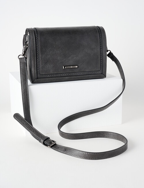 Pronta Moda Full Flap Crossbody Bag, Grey product photo