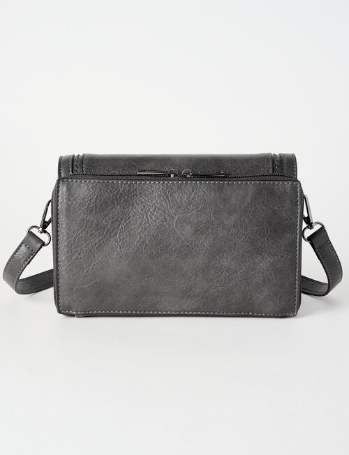 Pronta Moda Full Flap Crossbody Bag, Grey product photo View 02 L