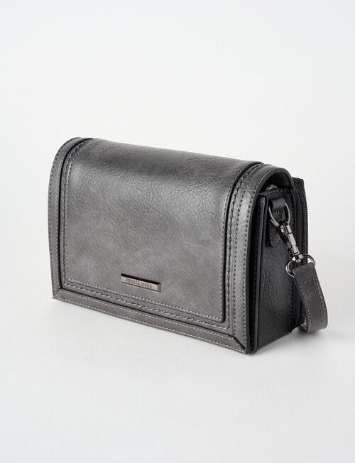 Pronta Moda Full Flap Crossbody Bag, Grey product photo View 03 L