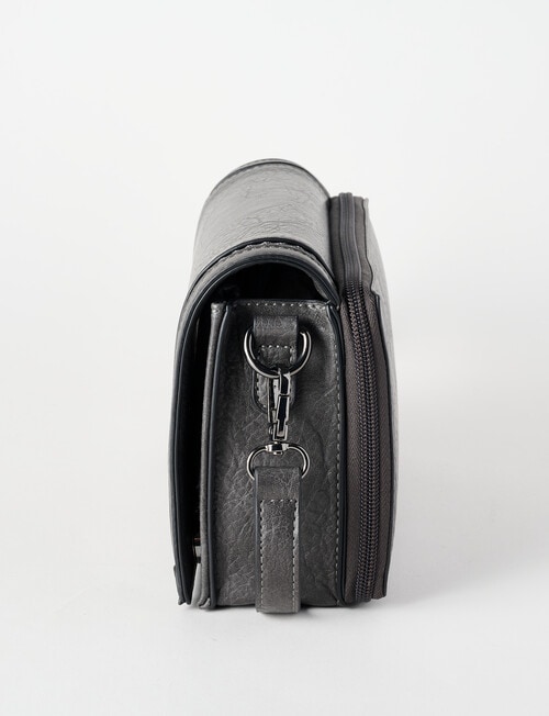 Pronta Moda Full Flap Crossbody Bag, Grey product photo View 04 L