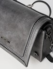 Pronta Moda Full Flap Crossbody Bag, Grey product photo View 06 S