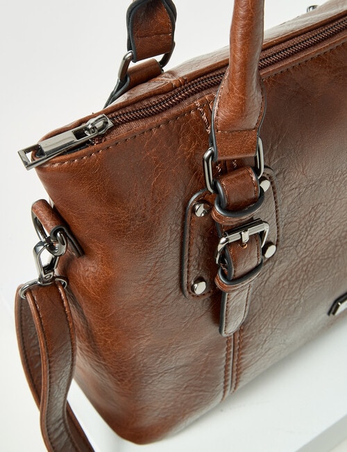 Pronta Moda Leatherlook Shopper Bag, Tan product photo View 04 L