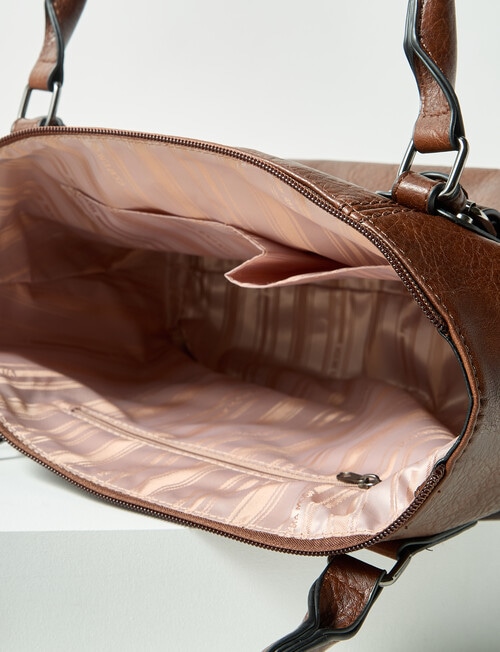 Pronta Moda Leatherlook Shopper Bag, Tan product photo View 05 L