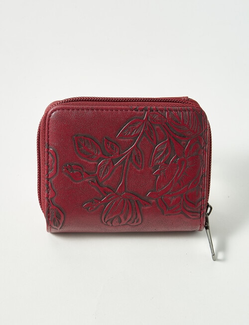 Pronta Moda Floral Emboss Wallet, Merlot product photo View 02 L