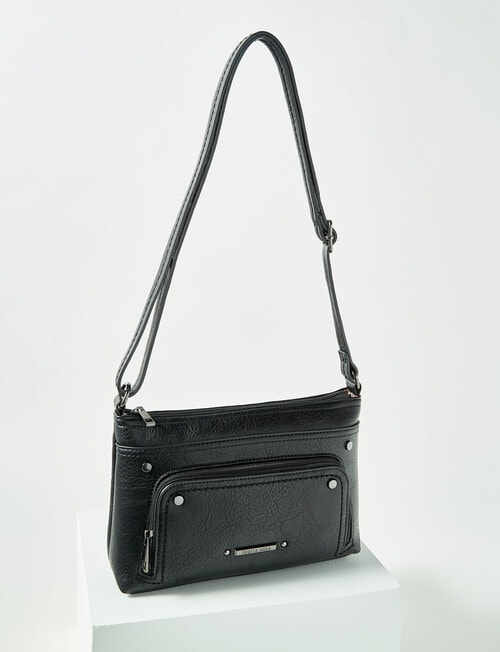 Pronta Moda Zip Pocket Crossbody Bag, Black product photo