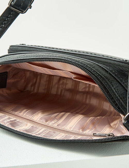 Pronta Moda Zip Pocket Crossbody Bag, Black product photo View 05 L