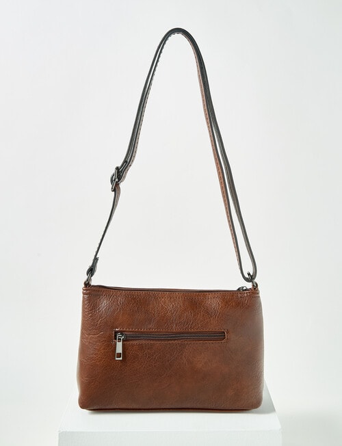 Pronta Moda Zip Pocket Crossbody Bag, Tan product photo View 03 L
