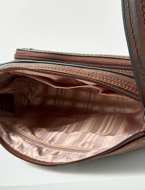 Pronta Moda Zip Pocket Crossbody Bag, Tan product photo View 05 L
