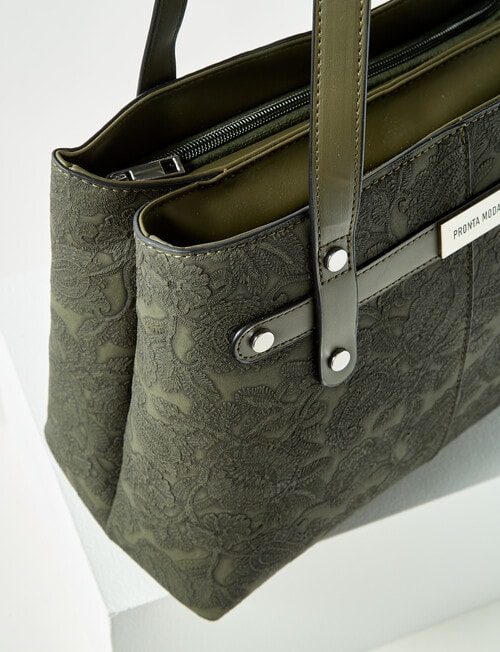 Pronta Moda Paisley Shopper Bag, Olive product photo View 04 L