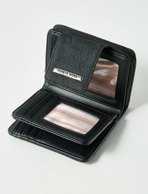 Pronta Moda Paisley Bifold Wallet, Black product photo View 03 L