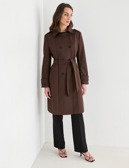 Oliver Black Trench Coat, Chocolate product photo View 03 L