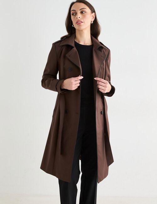 Oliver Black Trench Coat, Chocolate product photo View 05 L