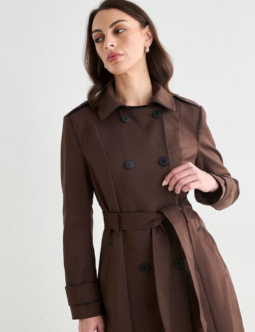 Oliver Black Trench Coat, Chocolate product photo View 06 L
