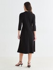 Oliver Black Three Quarter Sleeve Ponte Dress, Black product photo View 02 S
