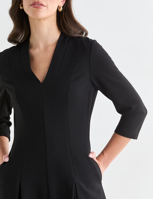 Oliver Black Three Quarter Sleeve Ponte Dress, Black product photo View 04 L