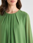 Oliver Black Three Quarter Sleeve Pleat Neck Top, Conifer product photo View 04 S