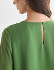 Oliver Black Three Quarter Sleeve Pleat Neck Top, Conifer product photo View 07 S