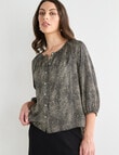 Oliver Black Speckle Three Quarter Sleeve Satin Blouse, Black product photo
