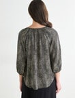 Oliver Black Speckle Three Quarter Sleeve Satin Blouse, Black product photo View 02 S