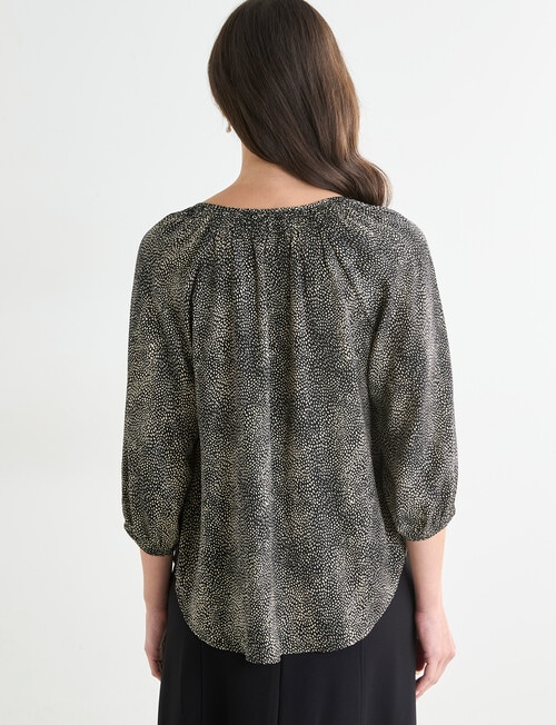 Oliver Black Speckle Three Quarter Sleeve Satin Blouse, Black product photo View 02 L