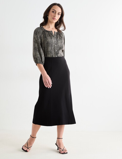 Oliver Black Speckle Three Quarter Sleeve Satin Blouse, Black product photo View 03 L