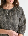 Oliver Black Speckle Three Quarter Sleeve Satin Blouse, Black product photo View 04 S