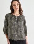 Oliver Black Speckle Three Quarter Sleeve Satin Blouse, Black product photo View 05 S