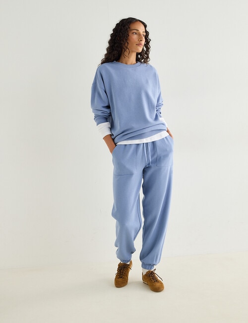 Zest Lounge Brushed Crew Neck Sweatshirt, Smokey Blue product photo View 03 L