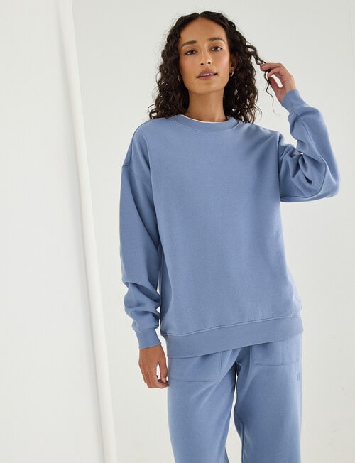 Zest Lounge Brushed Crew Neck Sweatshirt, Smokey Blue product photo View 06 L