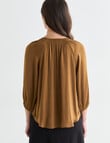 Oliver Black Three Quarter Sleeve Satin Blouse, Bronze product photo View 02 S