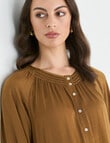 Oliver Black Three Quarter Sleeve Satin Blouse, Bronze product photo View 04 S