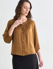 Oliver Black Three Quarter Sleeve Satin Blouse, Bronze product photo View 06 S