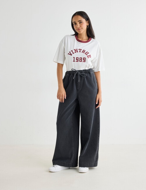 Denim Republic Embroidered Vintage Tee, Ivory product photo View 03 L